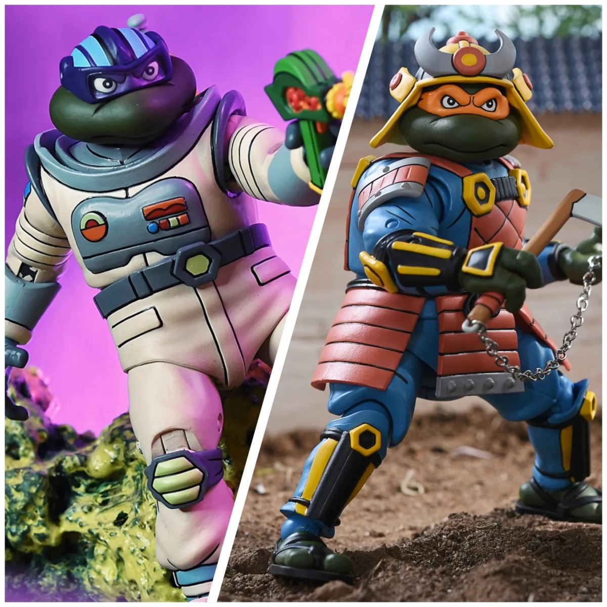NECA - Aventura Espacial Donatello & Aventura Samurai Michelangelo - TMNT Cartoon