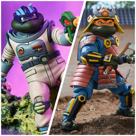 NECA - Aventura Espacial Donatello & Aventura Samurai Michelangelo - TMNT Cartoon