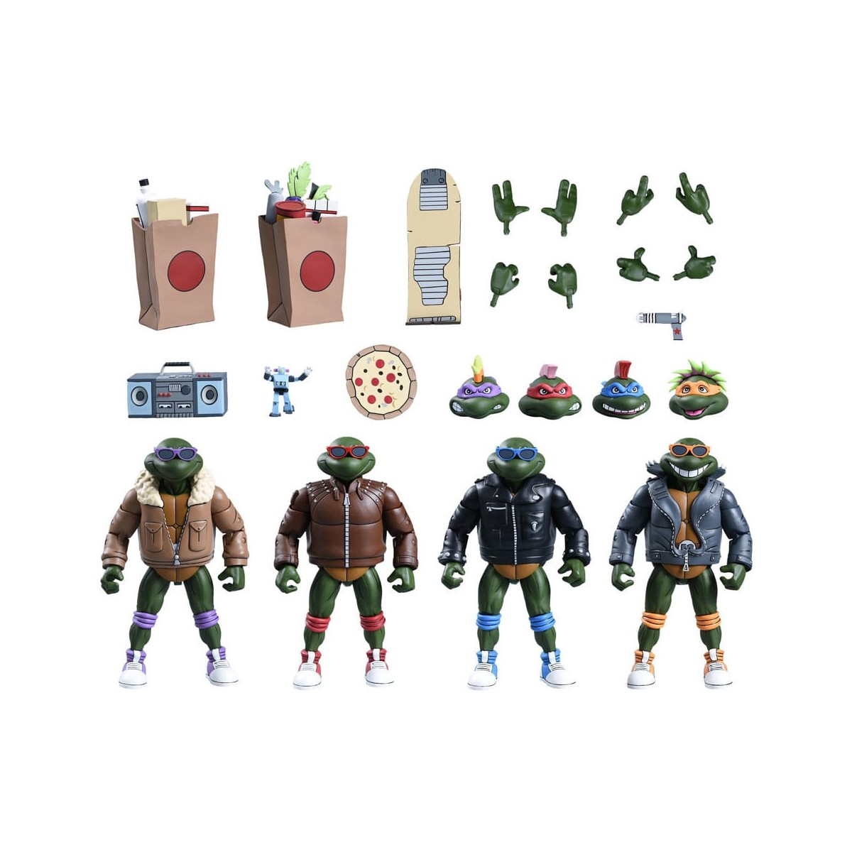 NECA - Pack de 4 Tortugas Punk - Dibujos animados TMNT