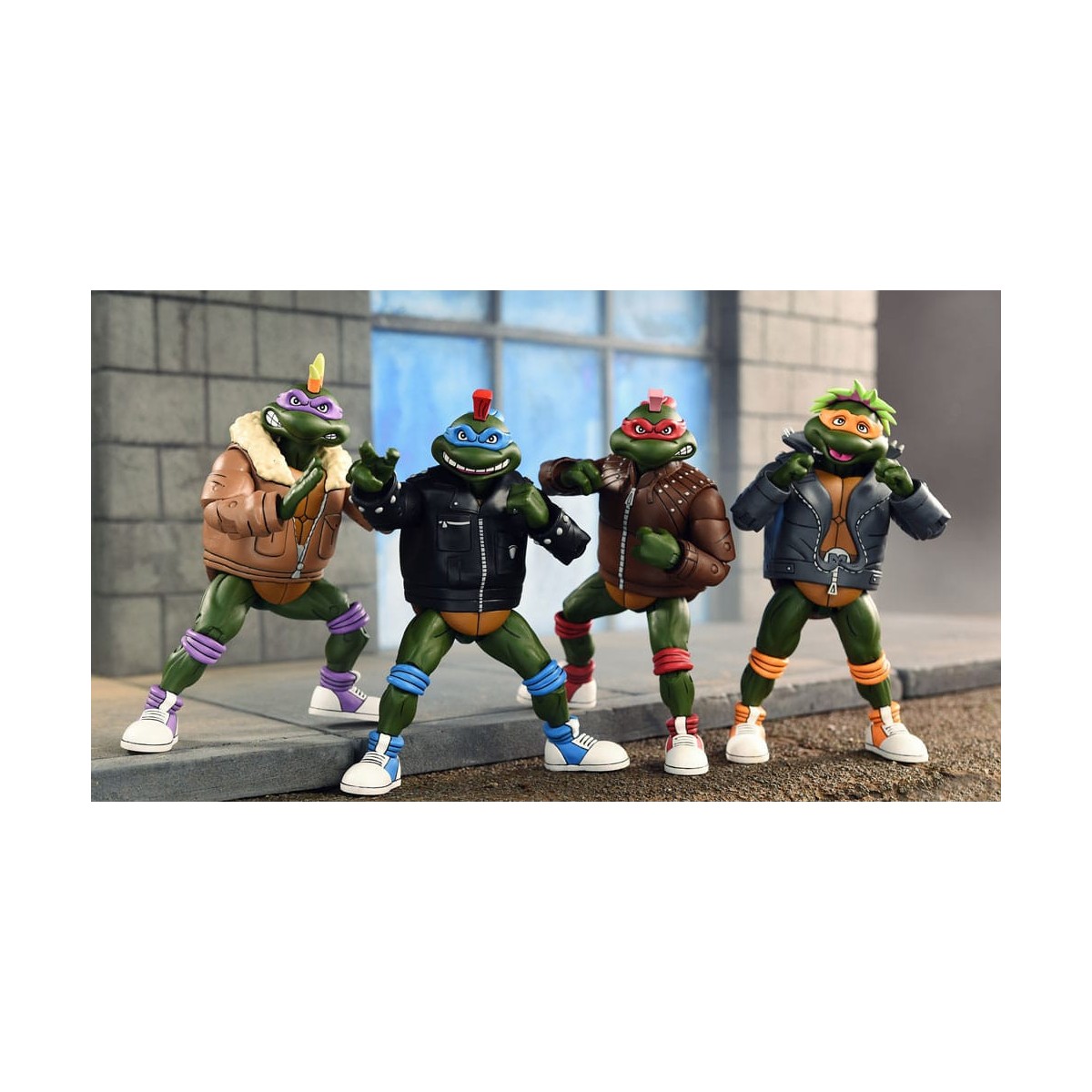 NECA - Pack de 4 Tortugas Punk - Dibujos animados TMNT