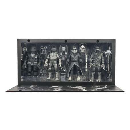 NECA - Pack 4 figuras Tortugas Blanco y Negro - Universal Monsters x TMNT