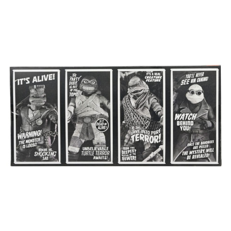 NECA - Pack 4 figuras Tortugas Blanco y Negro - Universal Monsters x TMNT
