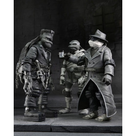NECA - Pack 4 figuras Tortugas Blanco y Negro - Universal Monsters x TMNT