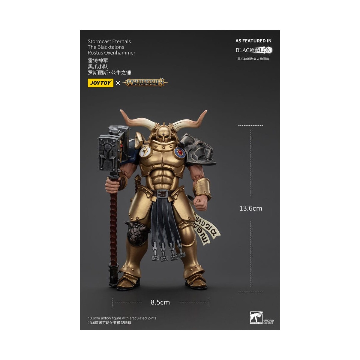 JoyToy - Stormcast Eternals Los Blacktalons - Martillo de bueyes Rostus 1/18 - Warhammer Age of Sigmar