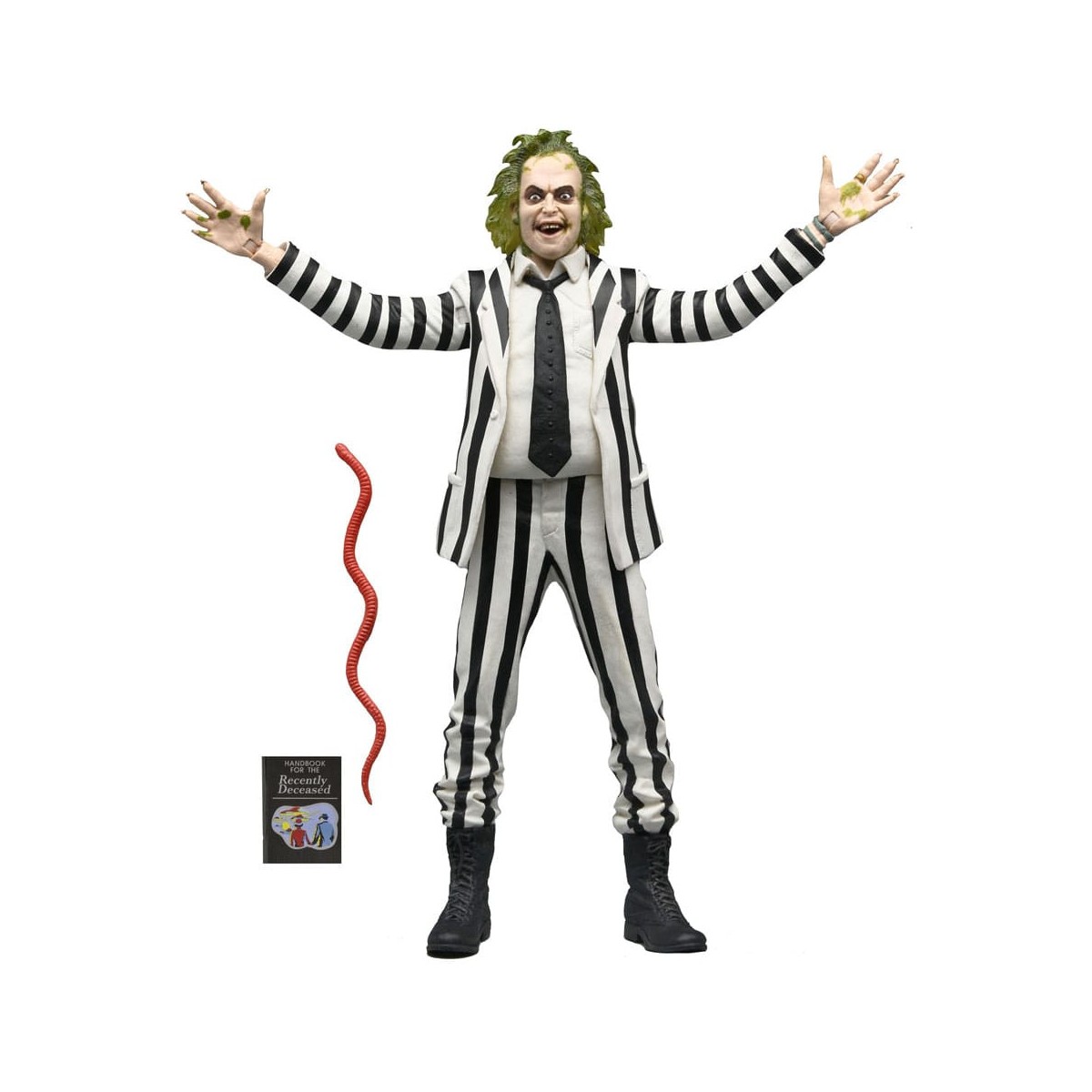 Neca BeetleJuice 1988 - Beetlejuice Traje a Rayas Blanco y Negro