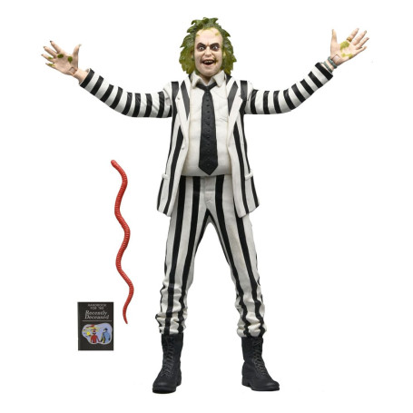 Neca BeetleJuice 1988 - Beetlejuice Traje a Rayas Blanco y Negro