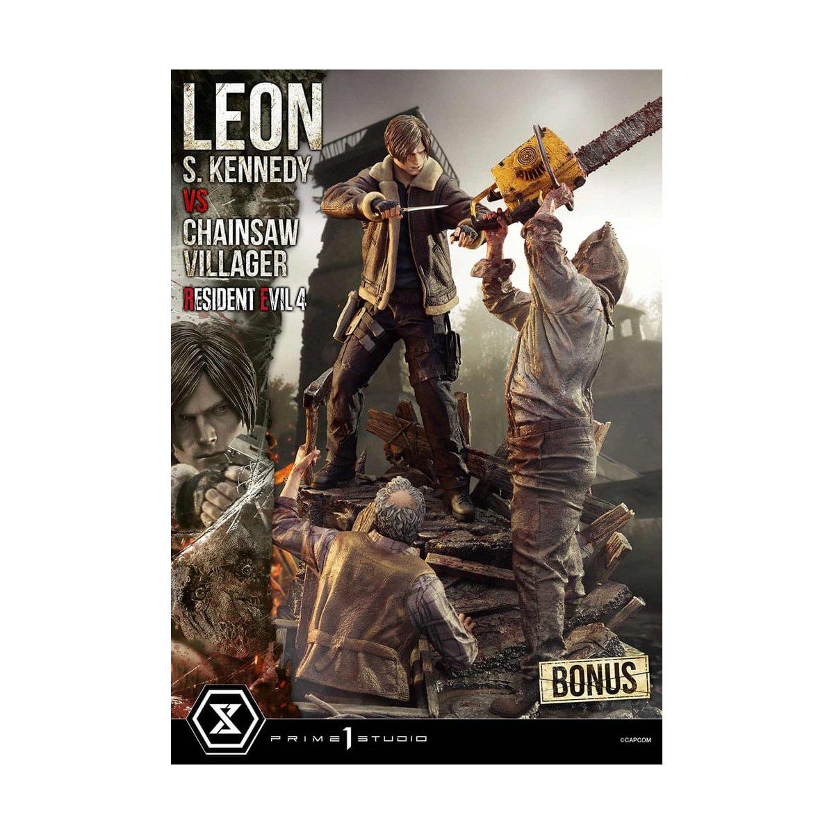 Prime 1 Studio - Resident Evil 4 Leon S. Kennedy vs. Chainsaw Villager Bonus Ver. - Ultimate Premium Masterline Serie 1/4
