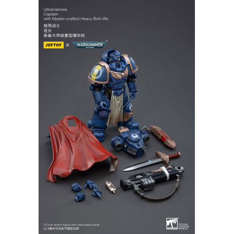 JoyToy - Ultramarines - Capitán de los Ultramarines con rifle de cerrojo pesado hecho a mano - Warhammer 40000