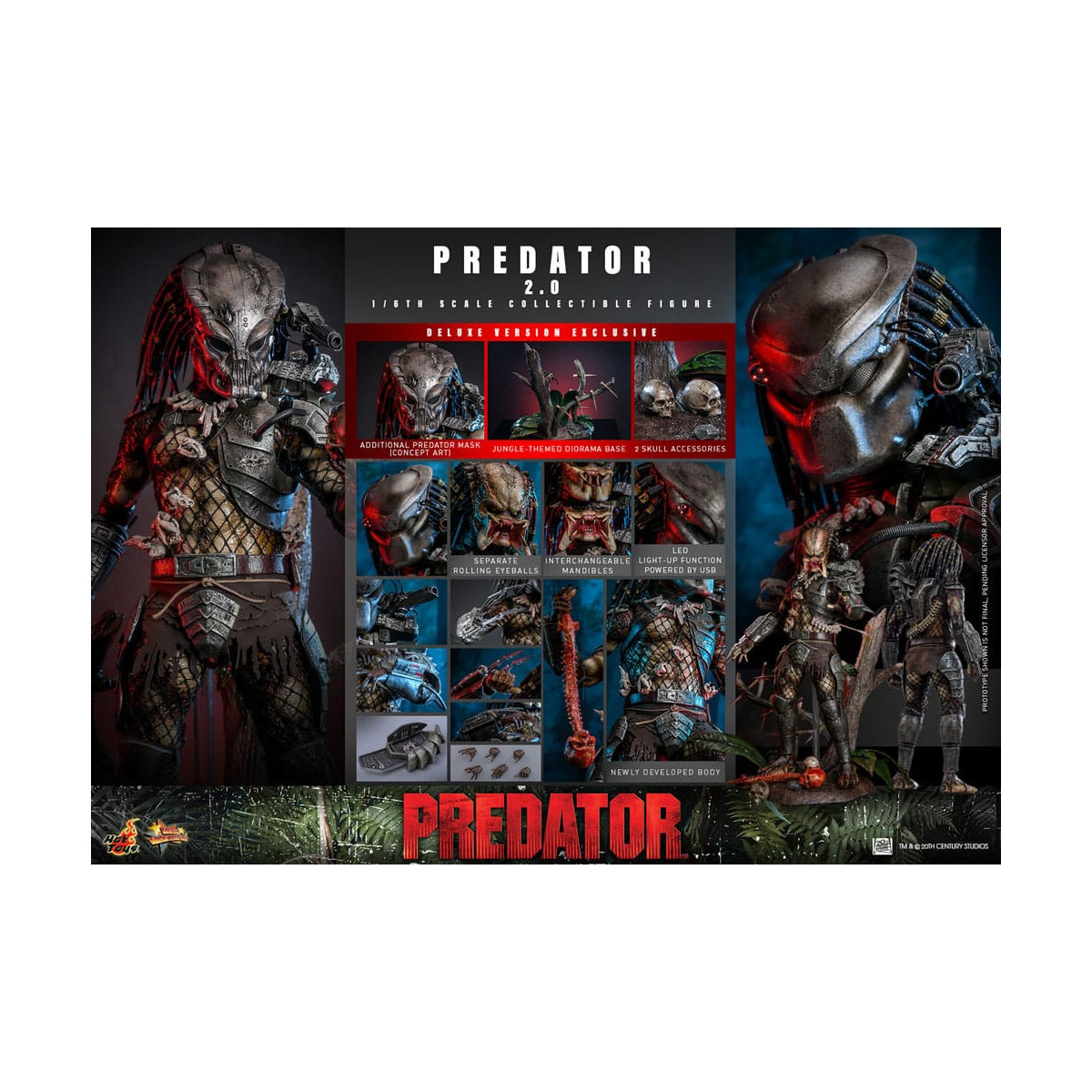 Hot Toys - Predator 2.0 Versión Deluxe - Cazador de la Jungla