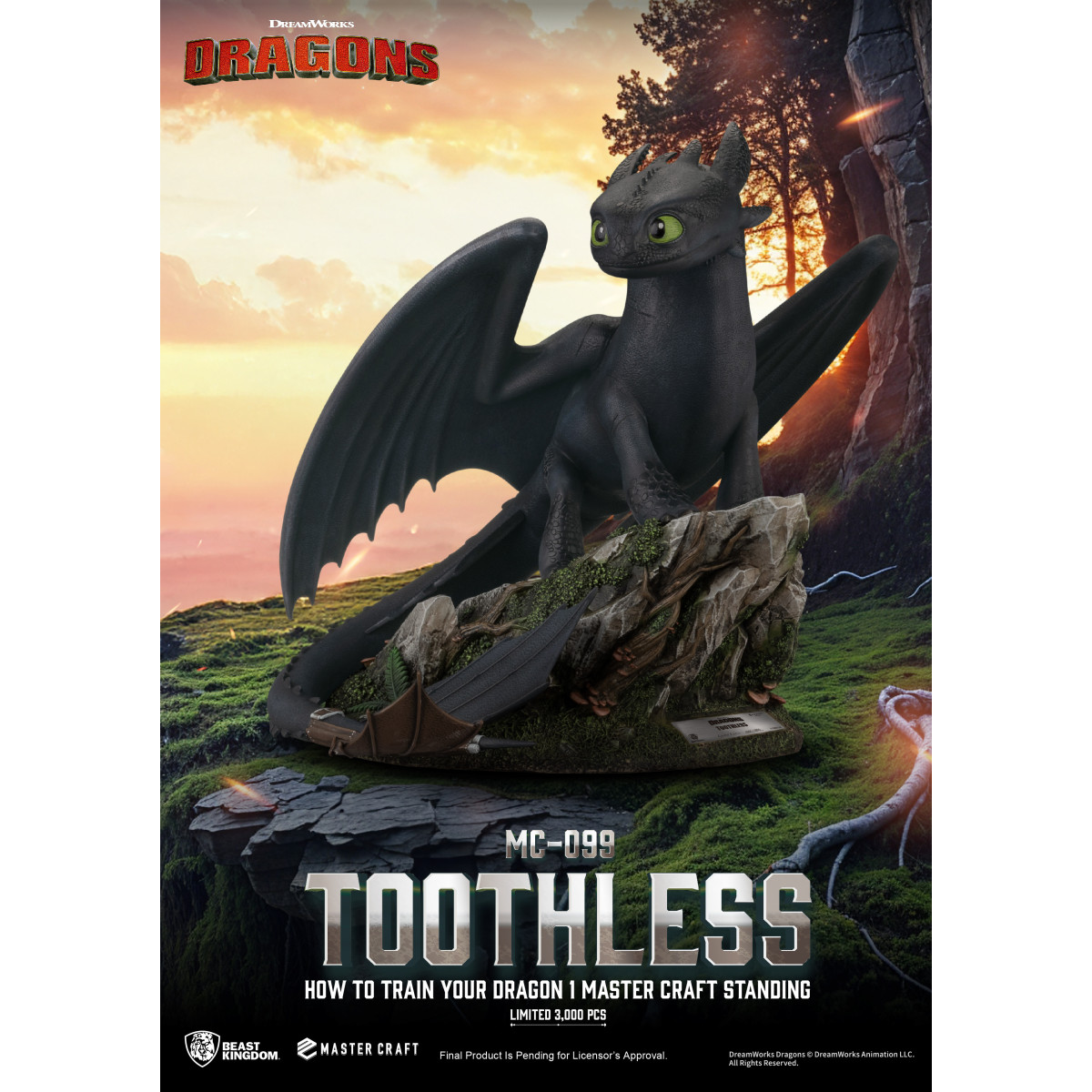 Beast Kingdom - Cómo entrenar a tu dragón 1 - Mastercraft Standing Toothless - Desdentao