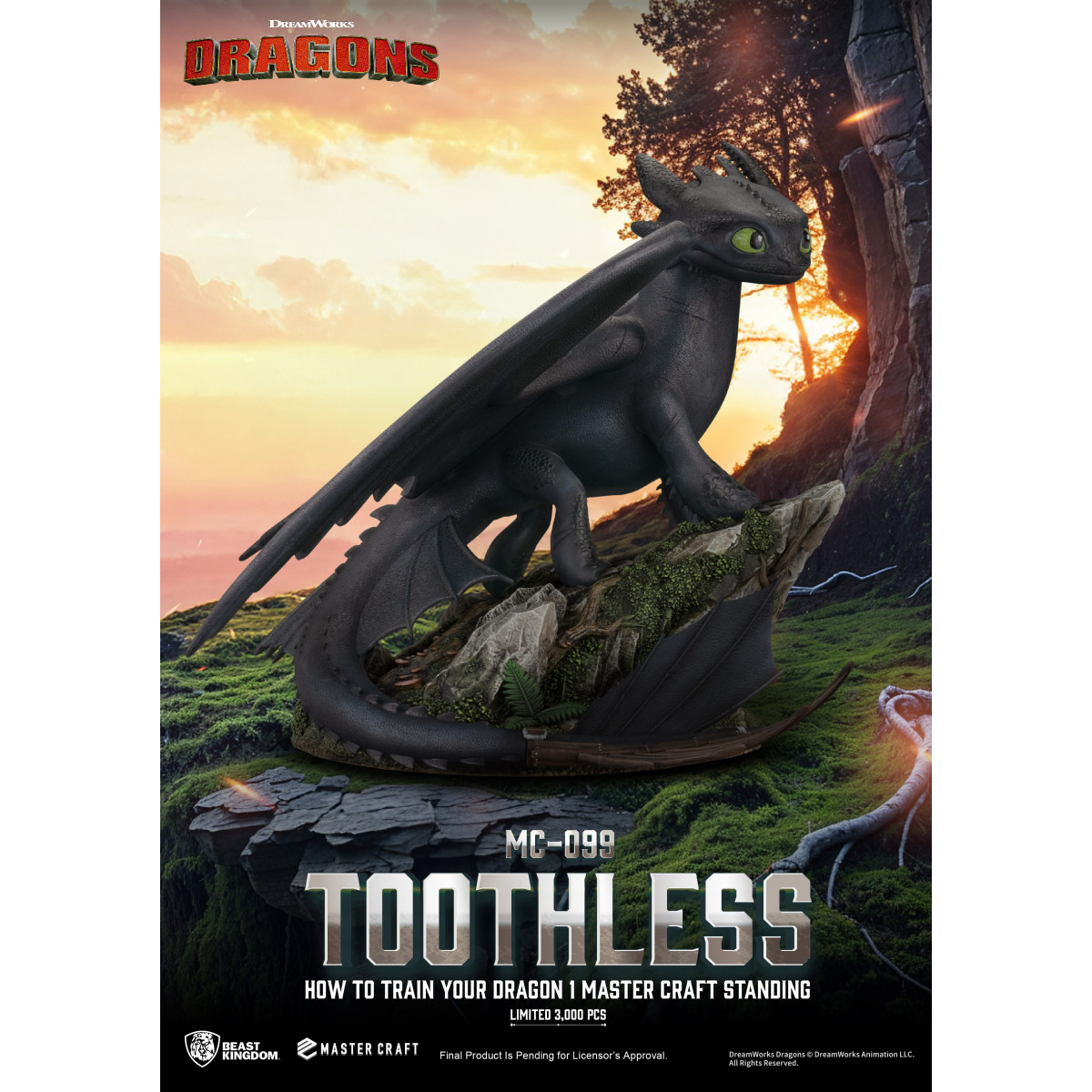 Beast Kingdom - Cómo entrenar a tu dragón 1 - Mastercraft Standing Toothless - Desdentao