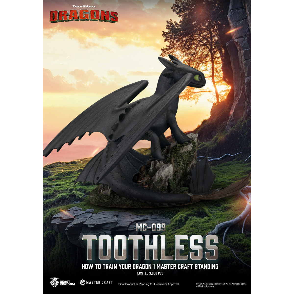 Beast Kingdom - Cómo entrenar a tu dragón 1 - Mastercraft Standing Toothless - Desdentao
