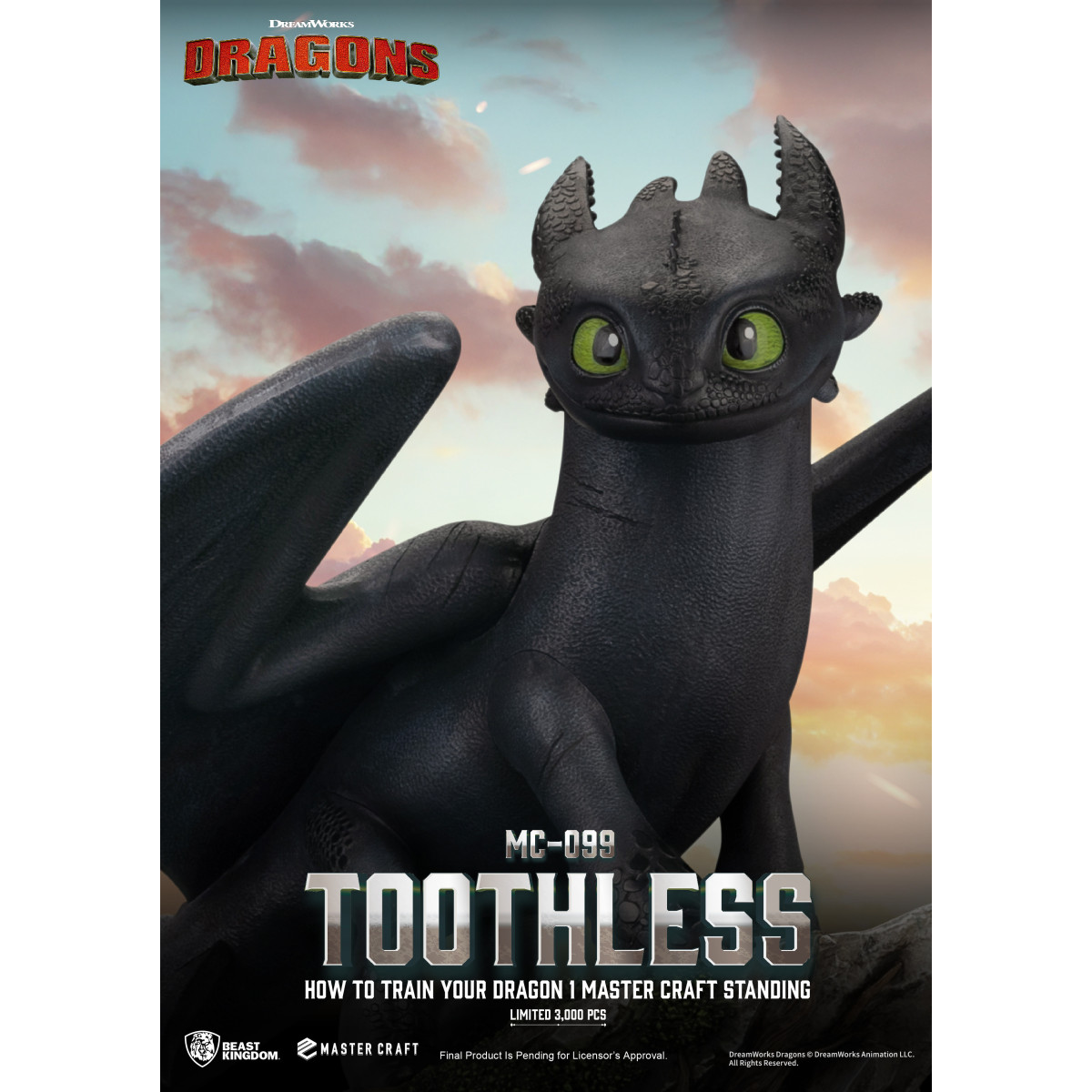 Beast Kingdom - Cómo entrenar a tu dragón 1 - Mastercraft Standing Toothless - Desdentao