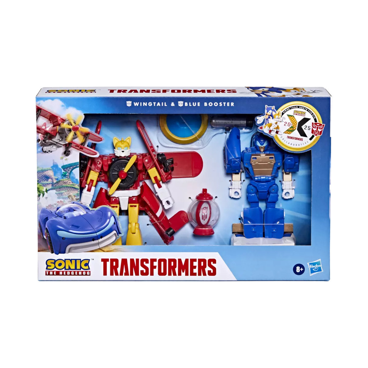 Hasbro - Transformers Colaborativo Sonic the Hedgehog x Transformers - Cola de Ala y Booster Azul