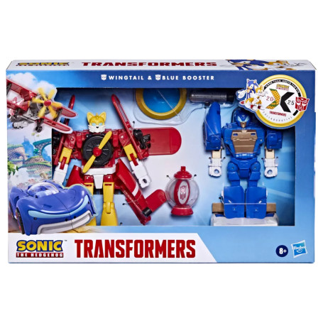 Hasbro - Transformers Colaborativo Sonic the Hedgehog x Transformers - Cola de Ala y Booster Azul