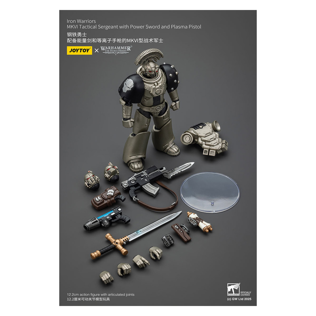 Joytoy - Warhammer - Iron Warriors MKVI Sargento Táctico con Espada de Poder y Pistola de Plasma
