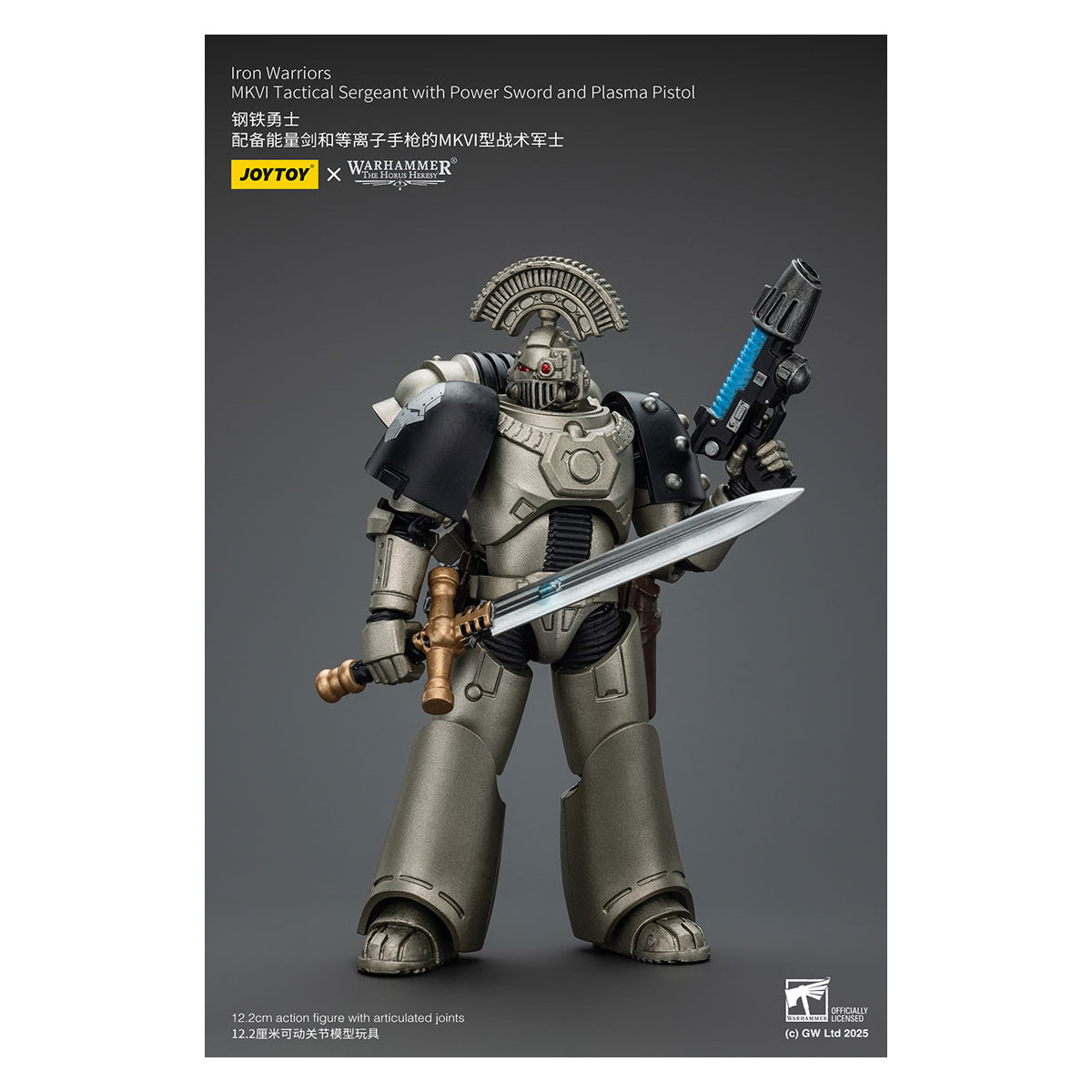 Joytoy - Warhammer - Iron Warriors MKVI Sargento Táctico con Espada de Poder y Pistola de Plasma