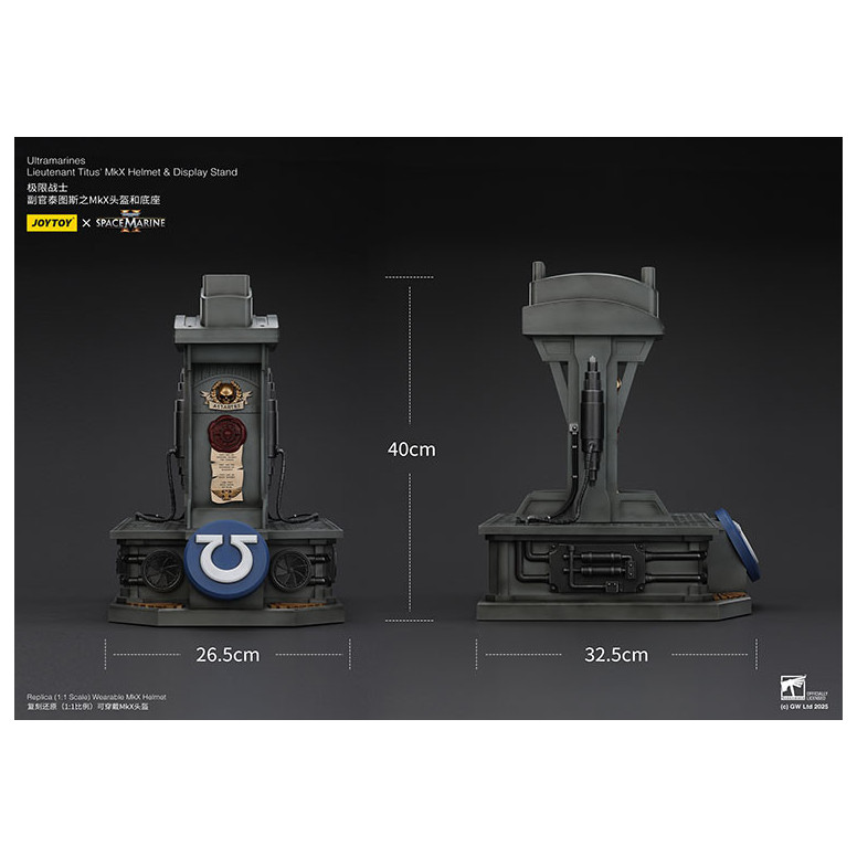 JoyToy - Space Marines II - Ultramarines Casco MkX del Teniente Titus-stand display-11