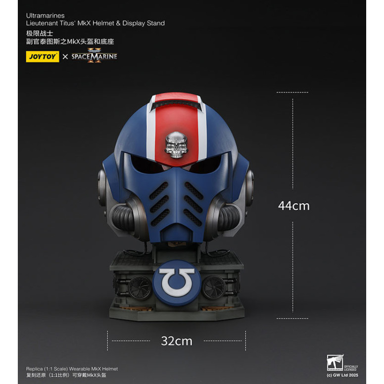 JoyToy - Space Marines II - Ultramarines Casco MkX del Teniente Titus-stand display-11