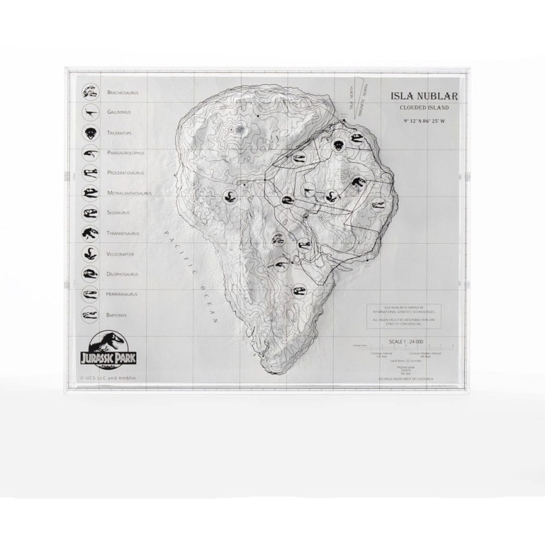 ECC Elite Creature Collectibles - Jurassic Park Mapa topográfico de Isla Nublar