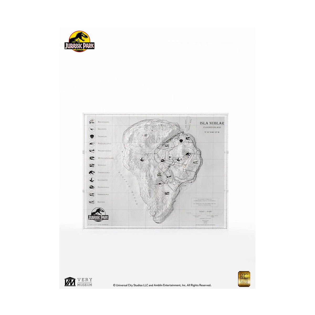 ECC Elite Creature Collectibles - Jurassic Park Mapa topográfico de Isla Nublar