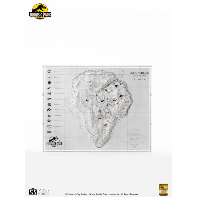 ECC Elite Creature Collectibles - Jurassic Park Mapa topográfico de Isla Nublar