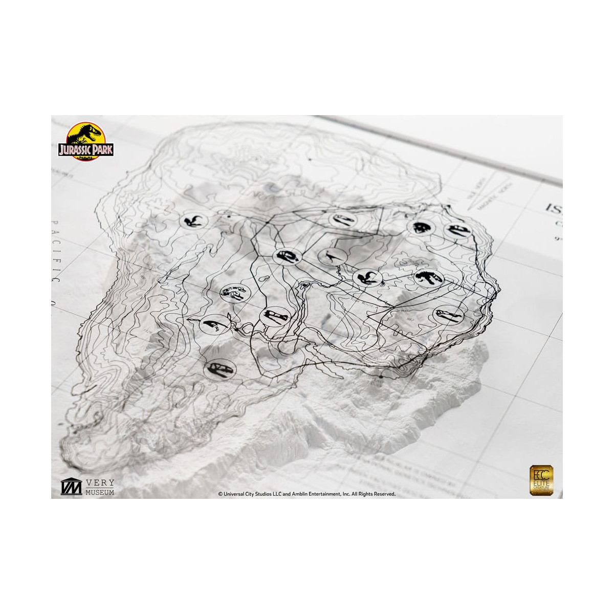 ECC Elite Creature Collectibles - Jurassic Park Mapa topográfico de Isla Nublar