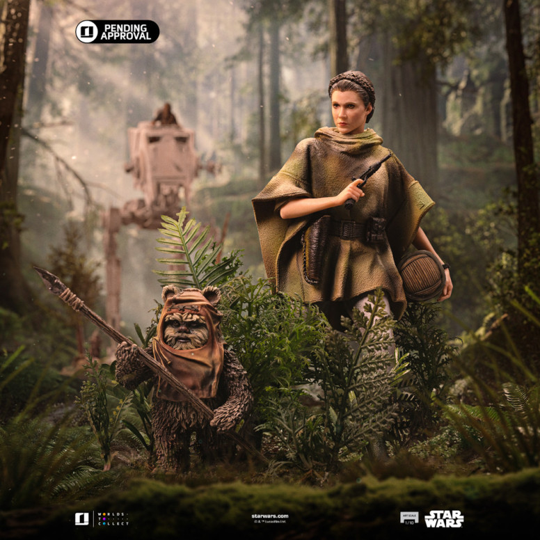 Iron Studios Star Wars - Leia y Wicket Arte Escala 1/10 - El Retorno del Jedi