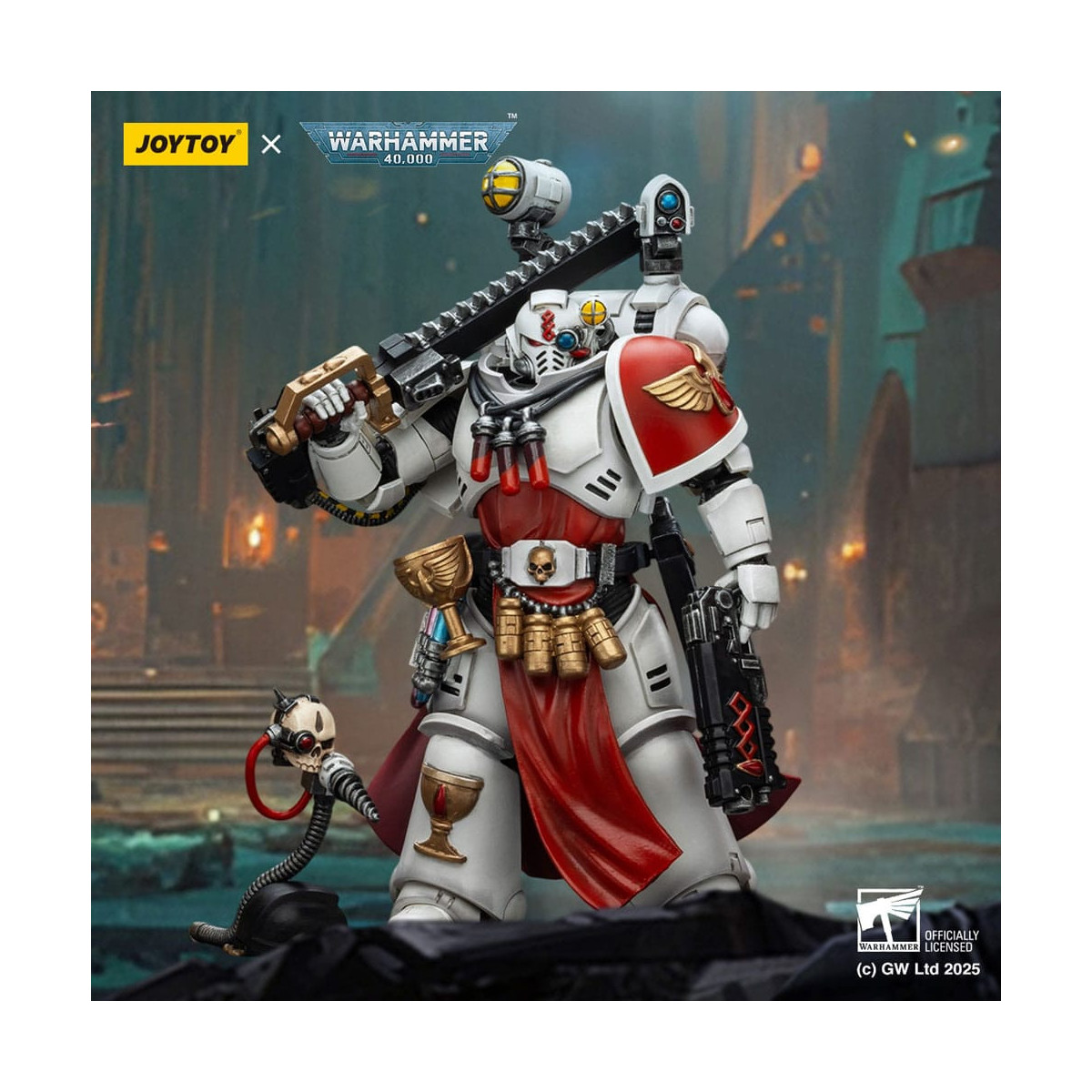 Joytoy - Warhammer - Blood Angels - Sacerdote Sanguinario con pistola de rayos pesada, espada de cadena y narthecium
