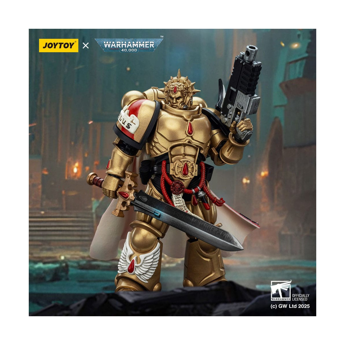 Joytoy - Warhammer - Blood Angels - Capitán con Pistola de Proyectiles Pesados y Espada de Poder