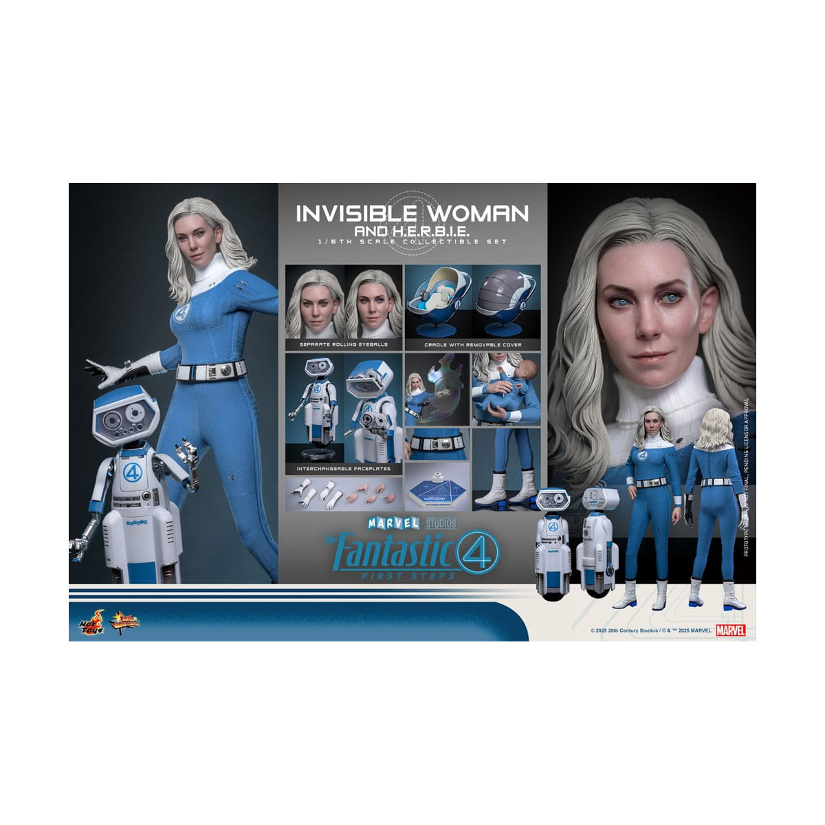 Hot Toys Marvel - Fantastic Four: First Steps - Mujer Invisible y H.E.R.B.I.E. MMS 1/6 - Sue Storm