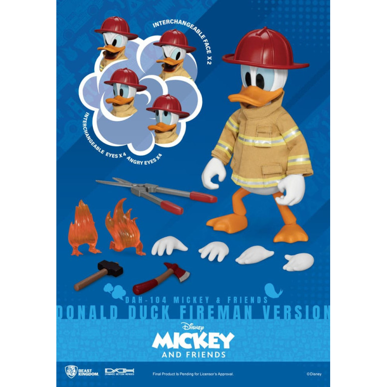 Beast Kingdom - Mickey Mouse & Friends - Pato Donald Bombero Ver. figura de acción Dynamic Action Heroes 1/9