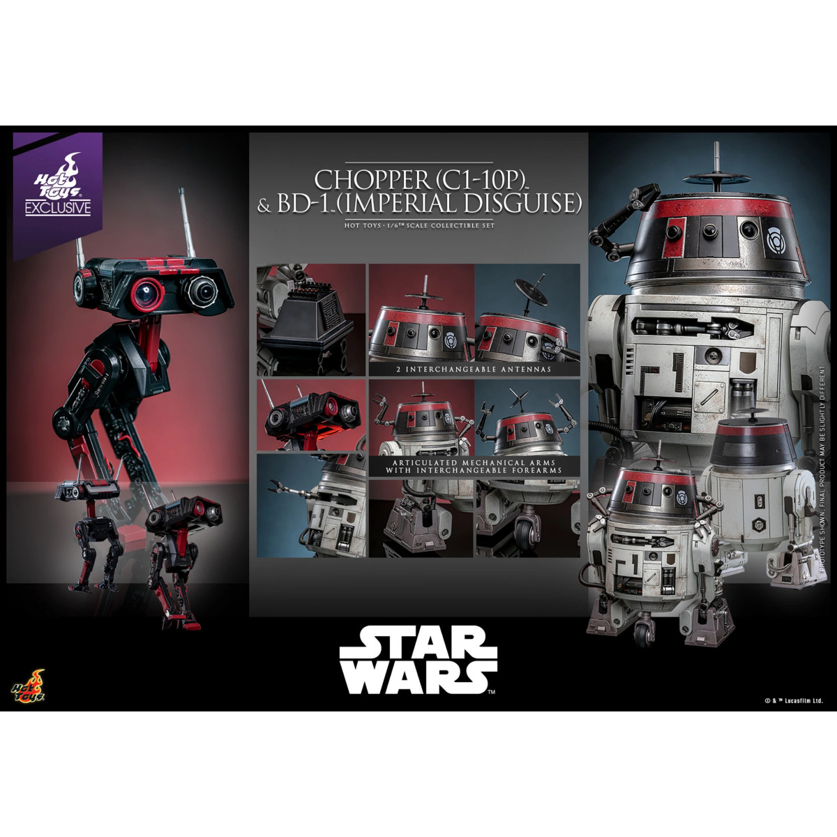 Hot Toys Star Wars - Chopper (C1-10P) & BD-1 (Imperial Disguise) - Rebels Hot Toys Exclusivo