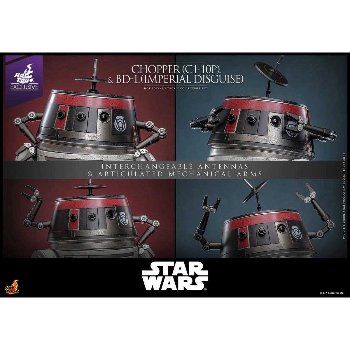 Hot Toys Star Wars - Chopper (C1-10P) & BD-1 (Imperial Disguise) - Rebels Hot Toys Exclusivo