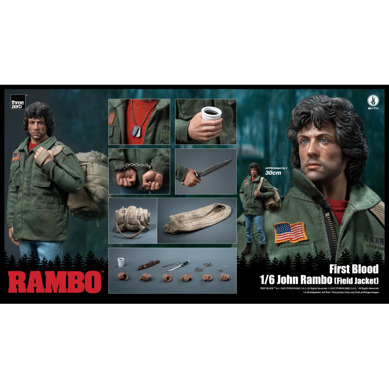 Three Zero - Rambo I - Figura de acción 1/6 - John Rambo Chaqueta de campaña - 30cm