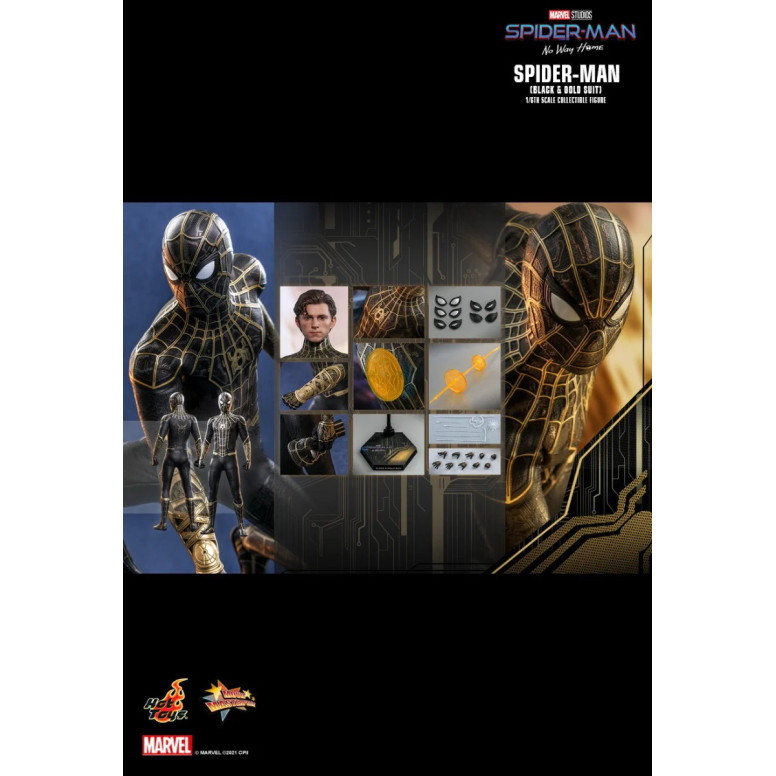  Hot Toys Marvel's Spider-Man: No Way Home figura de acción Movie Masterpiece 1/6 Spider-Man (Black & Gold Suit) Figura de acció