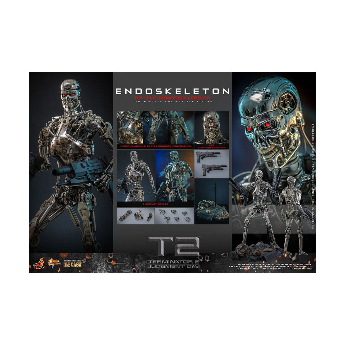 Hot Toys - Terminator 2: Judgment Day MMS 1/6 - Endoskeleton (Battle Damaged Version) Die cast MMS840D77