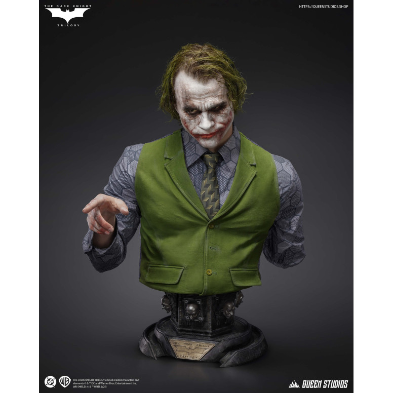 Queen Studios -  DC Comics - El Joker (El Caballero Oscuro) Busto tamaño real