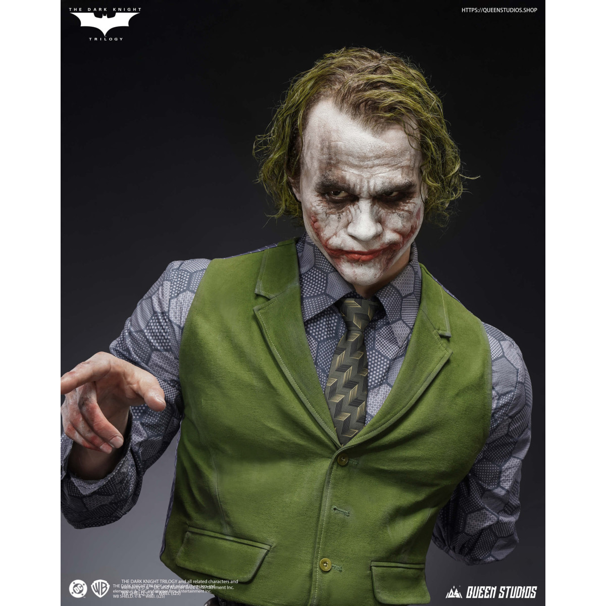 Queen Studios -  DC Comics - El Joker (El Caballero Oscuro) Busto tamaño real