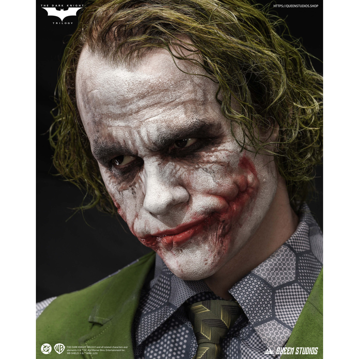 Queen Studios -  DC Comics - El Joker (El Caballero Oscuro) Busto tamaño real