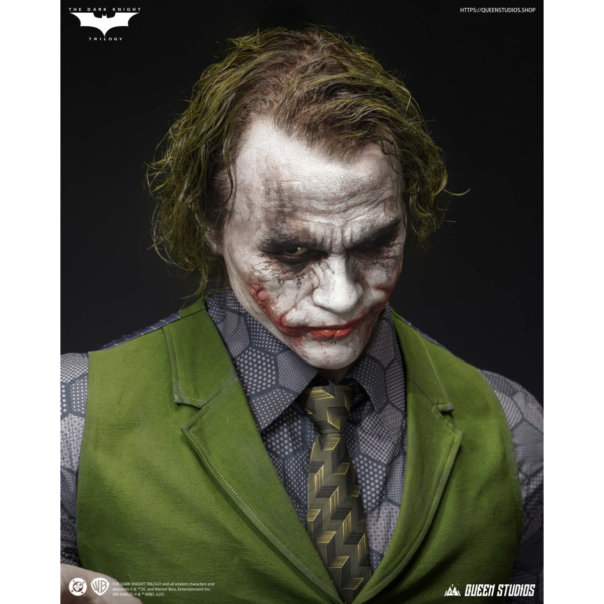 Queen Studios -  DC Comics - El Joker (El Caballero Oscuro) Busto tamaño real