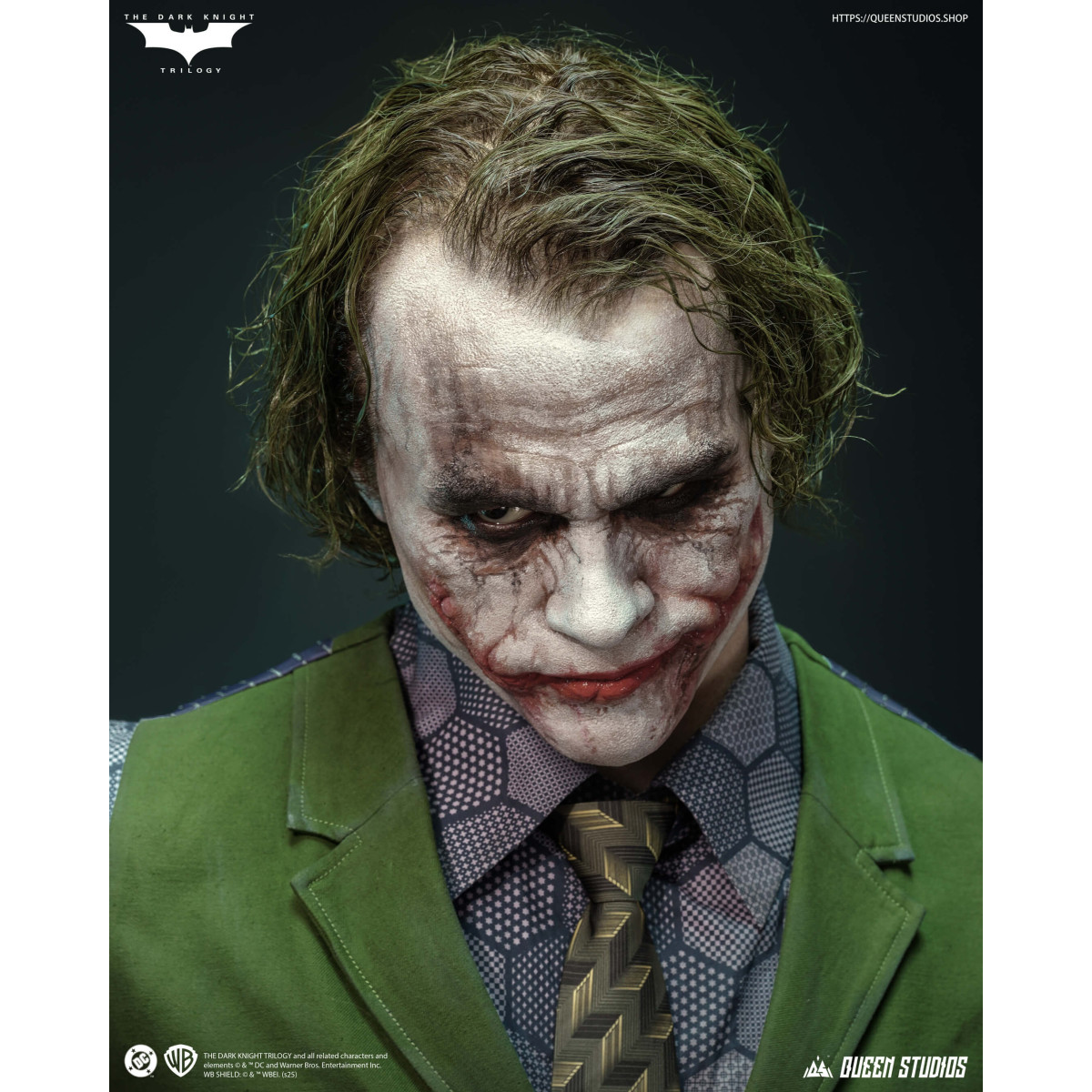 Queen Studios -  DC Comics - El Joker (El Caballero Oscuro) Busto tamaño real