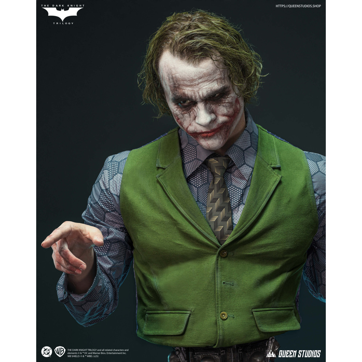 Queen Studios -  DC Comics - El Joker (El Caballero Oscuro) Busto tamaño real