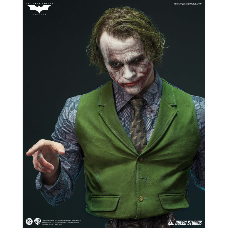 Queen Studios -  DC Comics - El Joker (El Caballero Oscuro) Busto tamaño real
