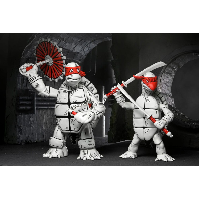 NECA - Mirage Comics - Blanco y Negro Primeras Tortugas - TMNT - Teenage Mutant Ninja Turtles