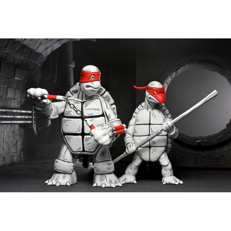 NECA - Mirage Comics - Blanco y Negro Primeras Tortugas - TMNT - Teenage Mutant Ninja Turtles
