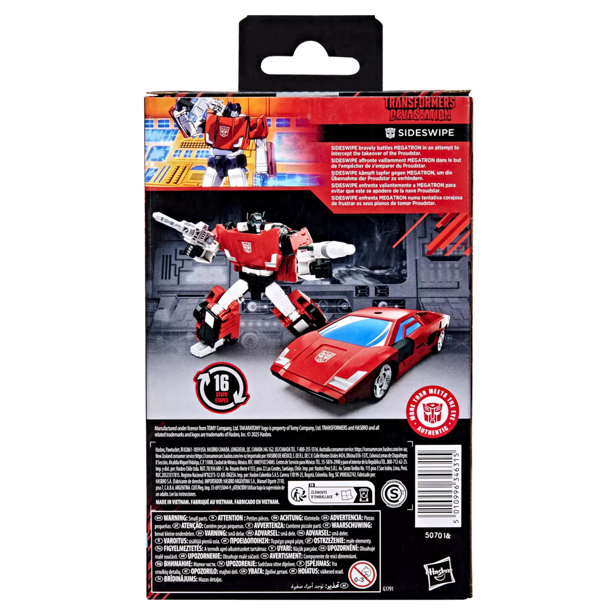 Hasbro - Transformers Devastation - SIDESWIPE - Colección Studio Series MTMTE