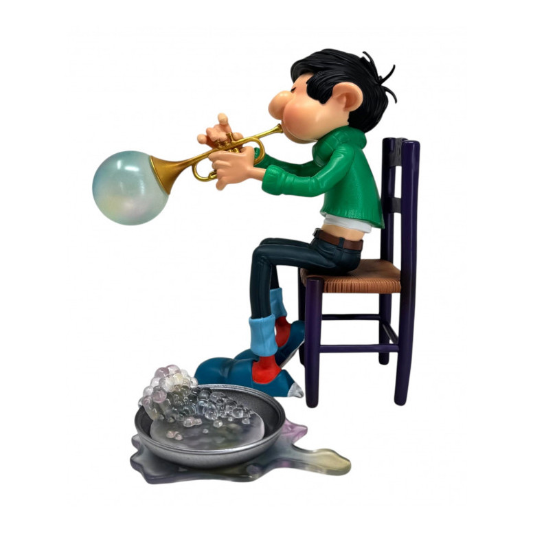 Plastoy Gaston Lagaffe - Gaston Lagaffe trompeta de pompas de jabón