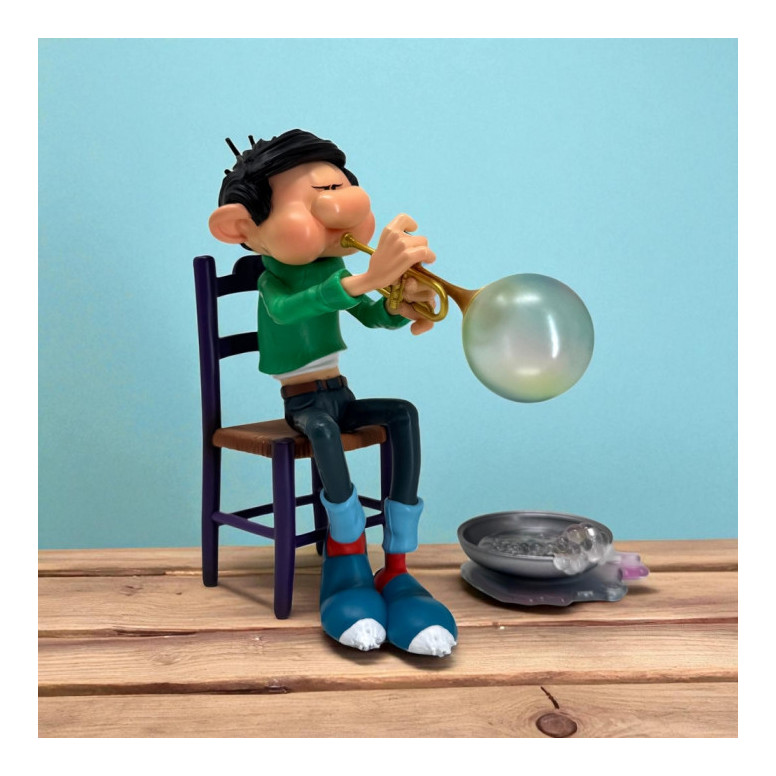 Plastoy Gaston Lagaffe - Gaston Lagaffe trompeta de pompas de jabón