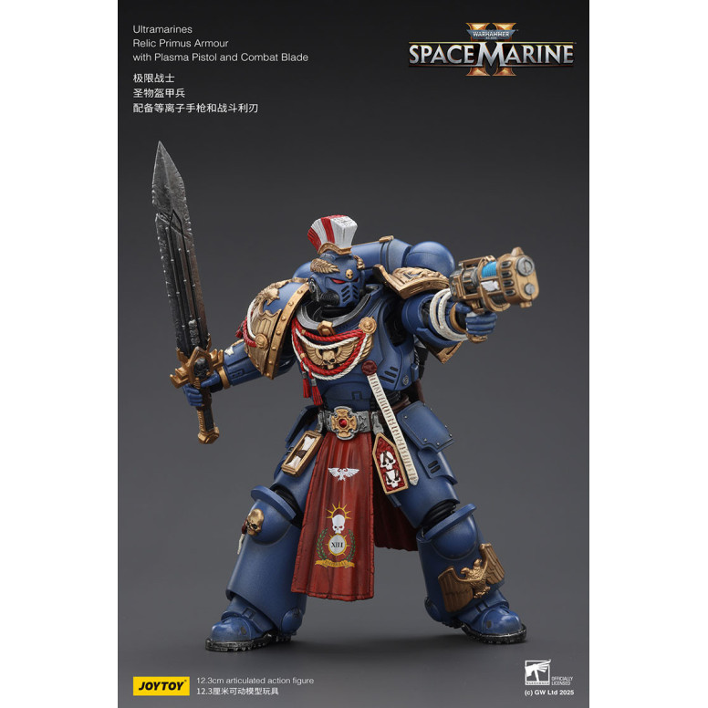 JoyToy - Space Marines II - Ultramarines - Armadura Relic Primus con Pistola de Plasma y Espada de Combate 1/18